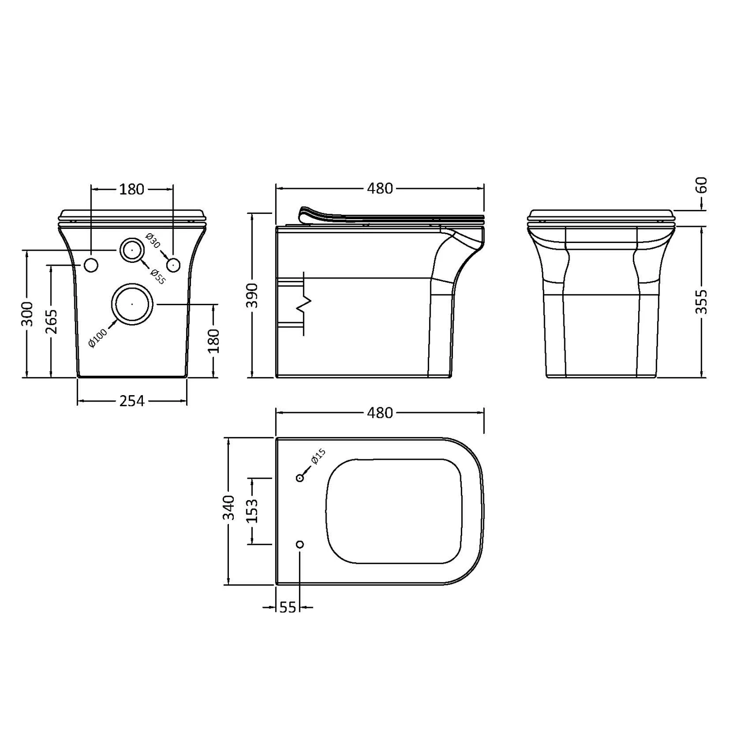 Emily Rimless Compact Wall Hung Toilet & Slimline Soft Close Seat 6 Emily Rimless Compact Wall Hung Toilet & Slimline Soft Close Seat - Image 6