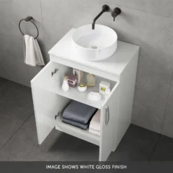 Emily 1100mm Bathroom Toilet & Sink Unit - Natural Oak - Harbour Clarity 525mm Toilet & Seat - Basin A - 40mm Height - Concealed Cistern -Vado Shop drench emily soft close doors unit interior 2