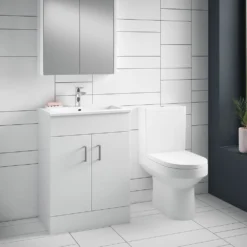 Jack Minimalist 600mm White Gloss Floor Standing Vanity Unit & Basin