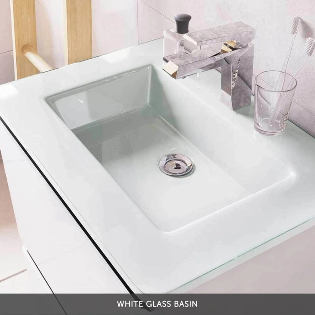 Maia 1200mm Wall Mounted Gloss White Vanity Unit & Opal White Glass Double Basin 8 Maia 1200mm Wall Mounted Gloss White Vanity Unit & Opal White Glass Double Basin - Image 8