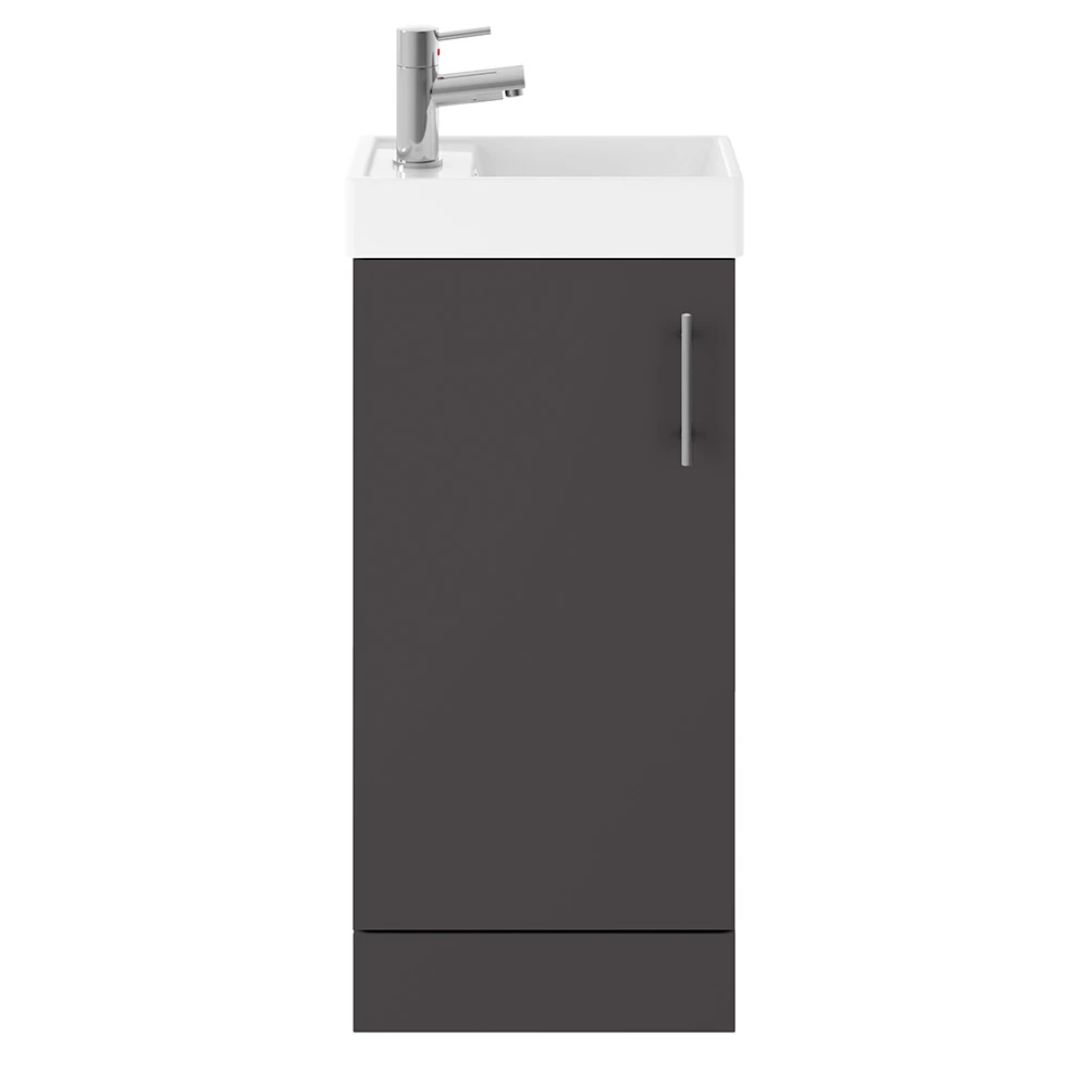 Minnie 400mm Floorstanding Cloakroom Vanity Unit & Basin - Gloss Grey 2 Minnie 400mm Floorstanding Cloakroom Vanity Unit & Basin - Gloss Grey - Image 2
