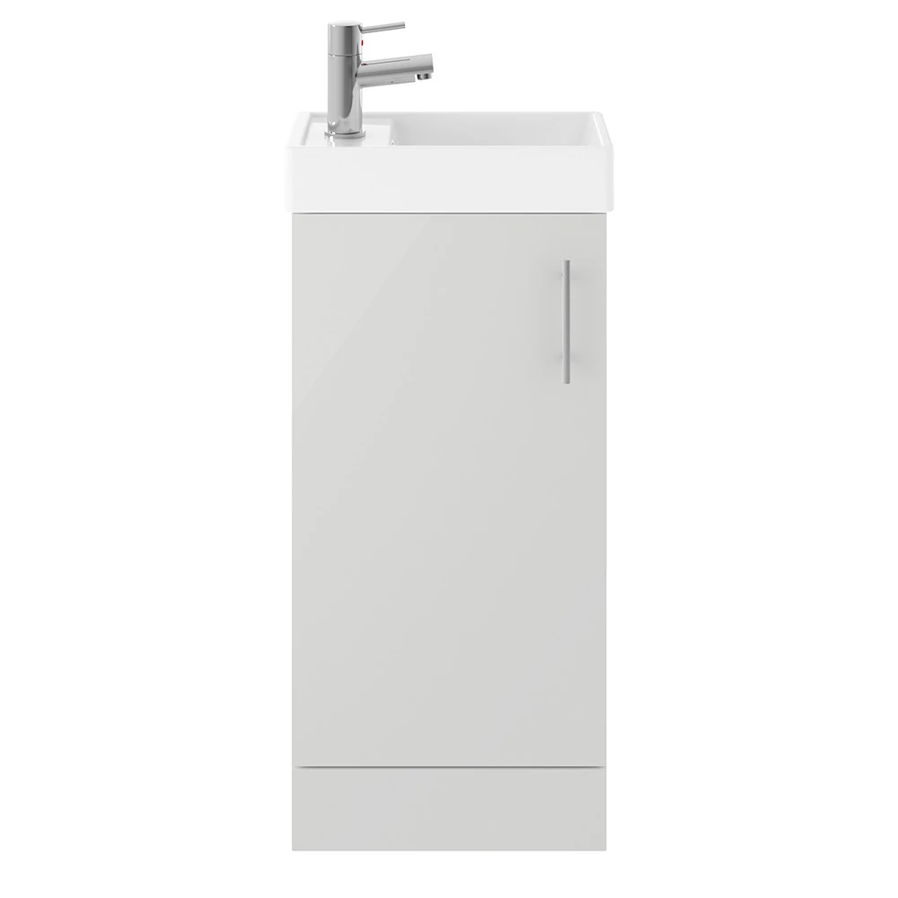 Minnie 400mm Floorstanding Cloakroom Vanity Unit & Basin - Gloss Grey Mist 2 Minnie 400mm Floorstanding Cloakroom Vanity Unit & Basin - Gloss Grey Mist - Image 2
