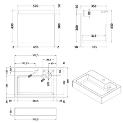 Minnie 500mm Wall Mounted 1 Door Vanity Unit & Polymarble Basin - Electric Blue -Vado Shop drench minnie 500mm wall unit blush pink tech 3