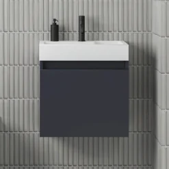 Minnie 500mm Wall Mounted 1 Door Vanity Unit & Polymarble Basin - Electric Blue