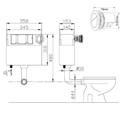 Harbour Pneumatic Dual Flush Concealed Cistern With Polystyrene Jacket & Matt Black Button -Vado Shop drench pneumatic dual cistern with black button tech