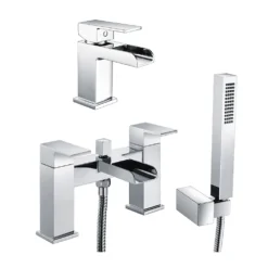 Vellamo Reve Waterfall Basin Mixer & Waterfall Bath Shower Mixer Value Pack