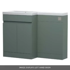 Dylan 1100mm Combination Left Hand Basin & Toilet Unit - Green -Vado Shop dylan 1100 combi unit left basin green banner scaled