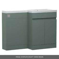 Dylan 1100mm Combination Left Hand Basin & Toilet Unit - Green -Vado Shop dylan 1100 combi unit right basin green banner scaled