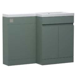 Dylan 1100mm Combination Left Hand Basin & Toilet Unit - Green -Vado Shop dylan 1100 combi unit right basin green cutout scaled