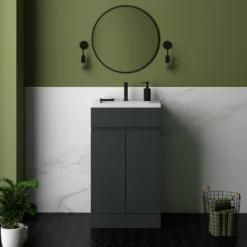 Dylan 500mm Floorstanding Vanity Unit & Basin - Anthracite -Vado Shop dylan anthracite 500 vanity unit lifestyle1 scaled