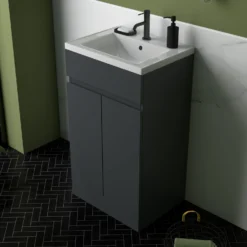 Dylan 500mm Floorstanding Vanity Unit & Basin - Anthracite -Vado Shop dylan anthracite 500 vanity unit lifestyle2 scaled