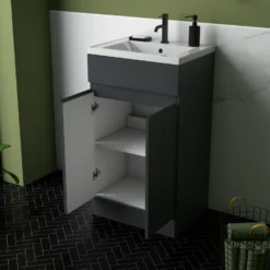 Dylan 500mm Floorstanding Vanity Unit & Basin - Anthracite -Vado Shop dylan anthracite 500 vanity unit lifestyle3 scaled