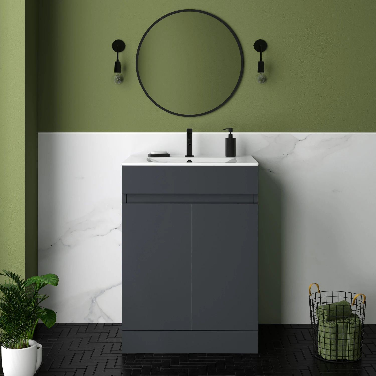 Dylan 600mm Floorstanding Vanity Unit & Basin - Blue 5 Dylan 600mm Floorstanding Vanity Unit & Basin - Blue - Image 5