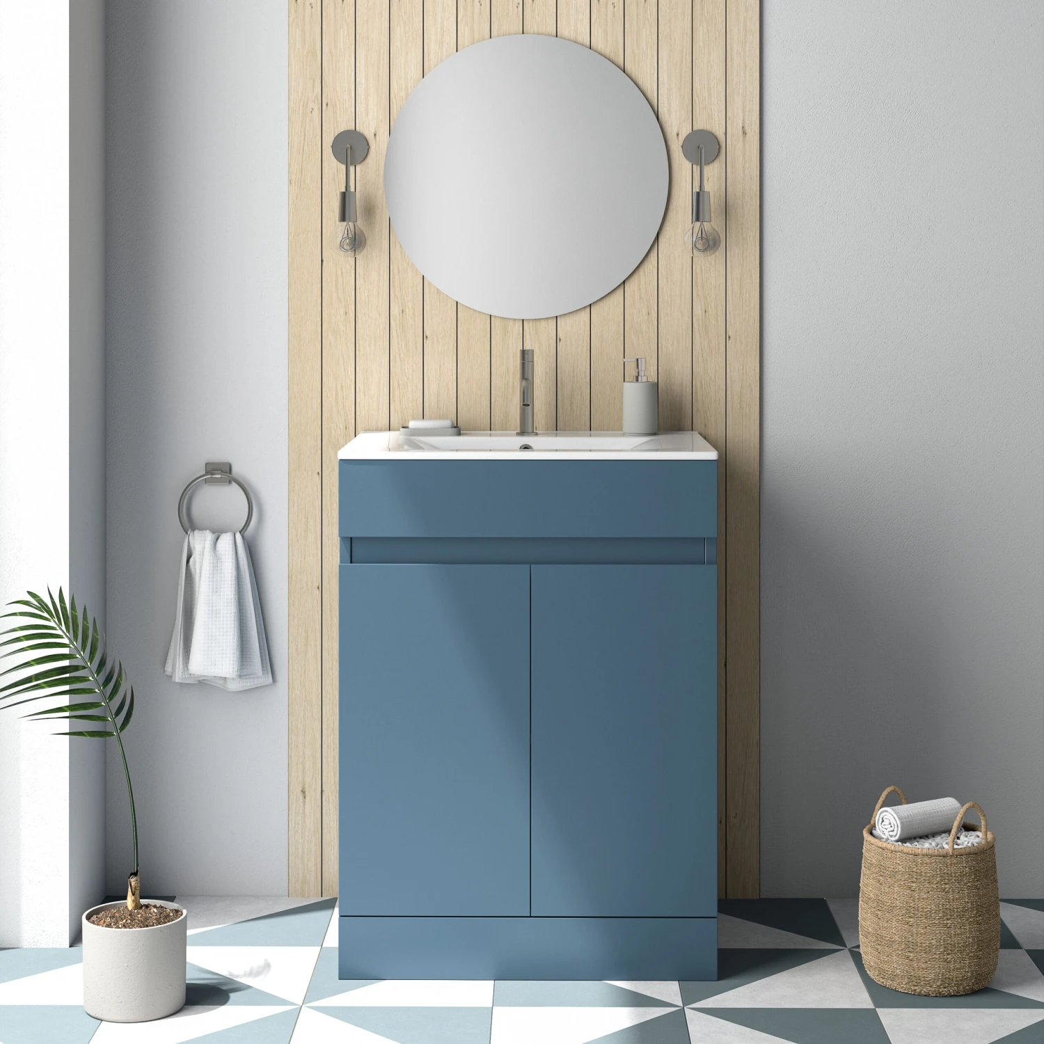 Dylan 600mm Floorstanding Vanity Unit & Basin - Blue 4 Dylan 600mm Floorstanding Vanity Unit & Basin - Blue - Image 4