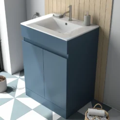 Dylan 600mm Floorstanding Vanity Unit & Basin - Blue 22 Dylan 600mm Floorstanding Vanity Unit & Basin - Blue -Vado Shop dylan blue 600 vanity unit lifestyle2 scaled
