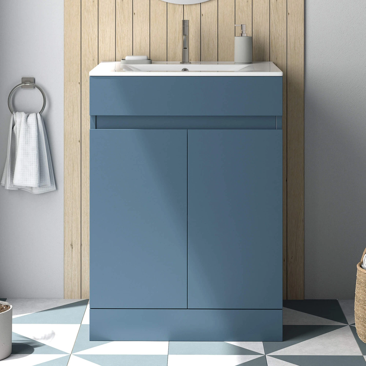Dylan 600mm Floorstanding Vanity Unit & Basin - Blue 1 Dylan 600mm Floorstanding Vanity Unit & Basin - Blue