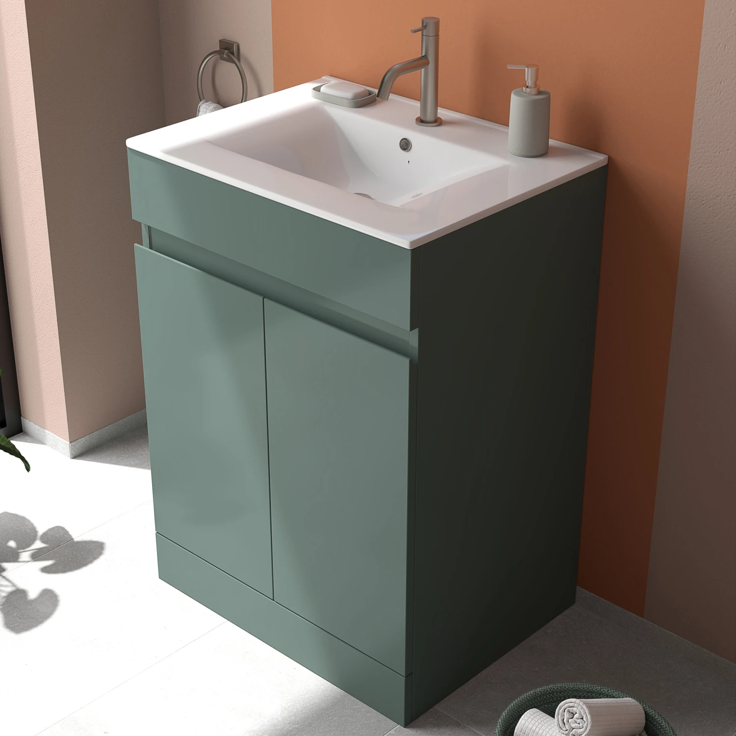 Dylan 600mm Floorstanding Vanity Unit & Basin - Blue 9 Dylan 600mm Floorstanding Vanity Unit & Basin - Blue - Image 9