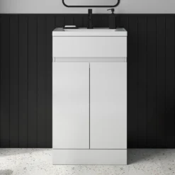 Dylan 500mm Floorstanding Vanity Unit & Basin - Anthracite -Vado Shop dylan white 500 vanity unit lifestyle primary scaled