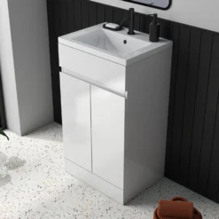 Dylan 500mm Floorstanding Vanity Unit & Basin - Anthracite -Vado Shop dylan white 500 vanity unit lifestyle2 scaled