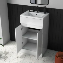 Dylan 500mm Floorstanding Vanity Unit & Basin - Anthracite -Vado Shop dylan white 500 vanity unit lifestyle3 scaled