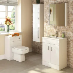 Jack Minimalist 600mm White Gloss Floor Standing Vanity Unit & Basin -Vado Shop eden 600 minimalist hero 2