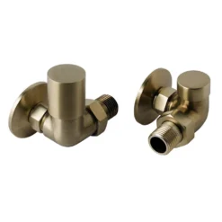 EliteHeat Corner Radiator Valves (Pair) - Brushed Brass -Vado Shop elite heat corner radiator valves brushed brass cutout 2