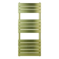 EliteHeat Steel Designer Heated Towel Rail Radiator - Brushed Brass - 1200 X 500mm -Vado Shop eliteheat designer heated radiator 1200x500mm brushed brass cutout scaled