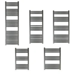 EliteHeat Steel Ladder Heated Towel Rail 25mm Bars - Brushed Black - 800 X 600mm