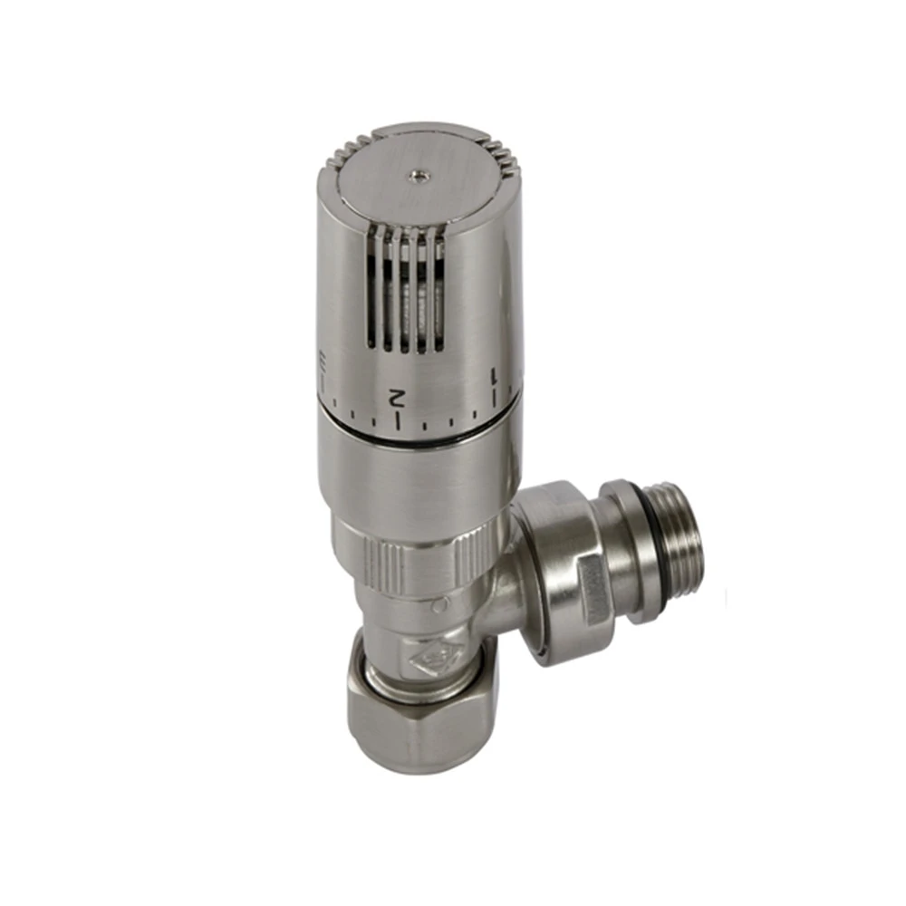 EliteHeat Angled Thermostatic Radiator Valves - Nickel 1 EliteHeat Angled Thermostatic Radiator Valves - Nickel
