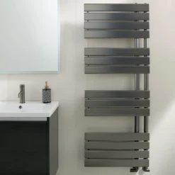 EliteHeat Steel Open-Side Heated Towel Rail - Brushed Black - 1080 X 550mm