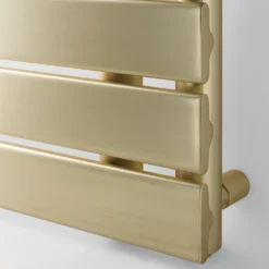 EliteHeat Steel Open-Side Heated Towel Rail - Brushed Brass - 1400 X 550mm -Vado Shop eliteheat open side heated radiator brushed brass detail
