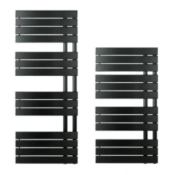 EliteHeat Steel Open-Side Heated Towel Rail - Matt Black - 1400 X 550mm