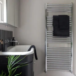 EliteHeat Steel Ladder Heated Towel Rail 25mm Bars - Chrome - 1200 X 500mm