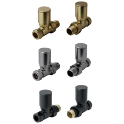 EliteHeat Straight Radiator Valves (Pair) - Brushed Brass