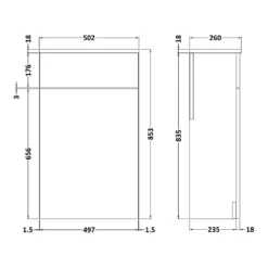 Emily 500mm WC Unit - Gloss White -Vado Shop emily 500 back to wall toilet unit tech