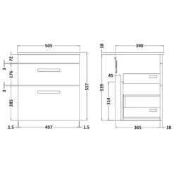Emily 500mm Wall Mounted Natural Oak 2 Drawer Unit And Hudson Reed Round Countertop Basin 25 Emily 500mm Wall Mounted Natural Oak 2 Drawer Unit And Hudson Reed Round Countertop Basin -Vado Shop emily 500 wall 2 drawer unit countertop technical