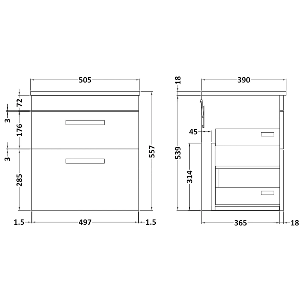 Emily 500mm Wall Mounted Natural Oak 2 Drawer Unit And Hudson Reed Round Countertop Basin 13 Emily 500mm Wall Mounted Natural Oak 2 Drawer Unit And Hudson Reed Round Countertop Basin - Image 13