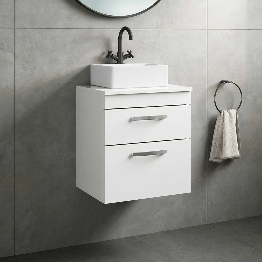 Emily 500mm Wall Mounted Natural Oak 2 Drawer Unit And Hudson Reed Round Countertop Basin 2 Emily 500mm Wall Mounted Natural Oak 2 Drawer Unit And Hudson Reed Round Countertop Basin - Image 2