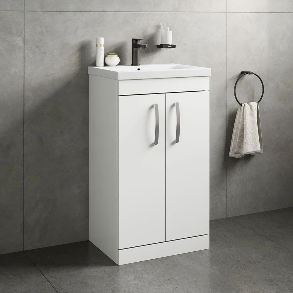 Emily 500mm Floorstanding Vanity Unit & Minimalist Basin - Gloss White 3 Emily 500mm Floorstanding Vanity Unit & Minimalist Basin - Gloss White - Image 3
