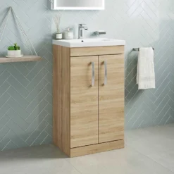 Emily 500mm Floorstanding Vanity Unit & Minimalist Basin - Gloss White