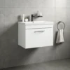 Emily 600mm Wall Mounted 1 Drawer Vanity Unit & Mid-Edged Basin - Natural Oak