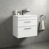 Emily 600mm Wall Mounted 2 Drawer Vanity Unit & Mid-Edged Basin - Hacienda Black