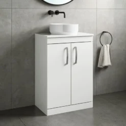 Emily 600mm Floorstanding Unit And Countertop - Natural Oak - 500mm Pura Countertop Basin