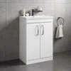 Emily 600mm Floorstanding Vanity Unit & Minimalist Basin - Natural Oak