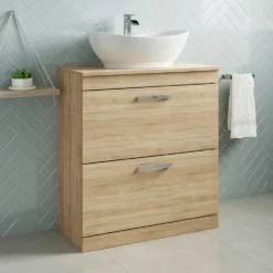 Emily 800mm Floorstanding 2 Drawer Unit And Countertop - Gloss White - No Basin -Vado Shop emily 800 floor 2drawer unit countertop naturaloak