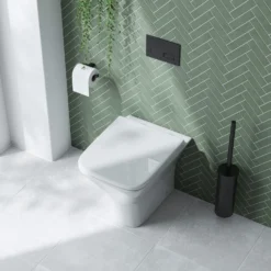 Emily Compact Rimless Back To Wall Toilet & Soft Close Seat -Vado Shop emily rimless compact back to wall toilet lifestyle3 scaled