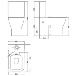 Emily Rimless BTW Close Coupled Toilet & Soft Close Seat -Vado Shop emily rimless toilet soft close seat tech