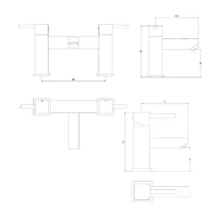 Vellamo Blox Basin Mixer & Bath Filler Pack 7 Vellamo Blox Basin Mixer & Bath Filler Pack -Vado Shop emp001 008 bundle technical drawing