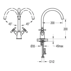 Flova XL Dual Crosshead Handle Monobloc Kitchen Mixer 5 Flova XL Dual Crosshead Handle Monobloc Kitchen Mixer -Vado Shop flovaxl xlkitch tech