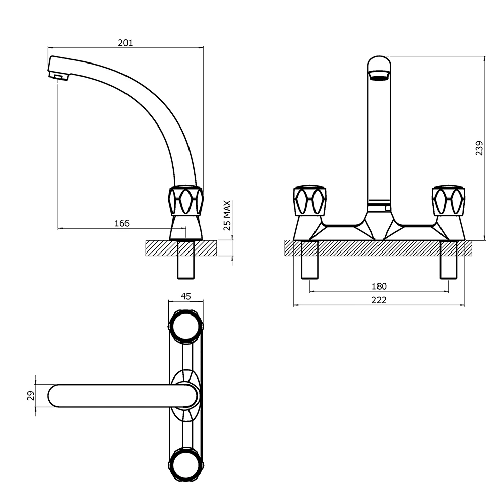 Francis Pegler Mercia Modern 2 Hole Sink Mixer 2 Francis Pegler Mercia Modern 2 Hole Sink Mixer - Image 2